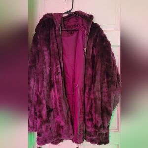Bright Fuzzy Purple Faux Fur Coat